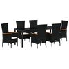 vidaXL Kert &eacute;tkező szett p&aacute;rn&aacute;val 7 pcs Fekete Porsz&oacute;rt ac&eacute;l