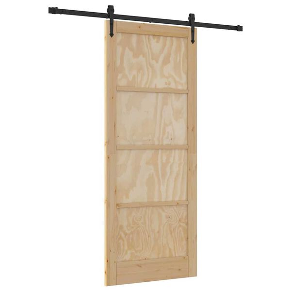 vidaXL Csúszó ajtó ORKDAL Barna 86 x 211 cm Tömör fenyőfa