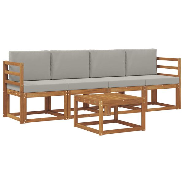 vidaXL K&uuml;lt&eacute;ri kanap&eacute; szett 5 pcs Term&eacute;szetes &eacute;s Vil&aacute;gossz&uuml;rke