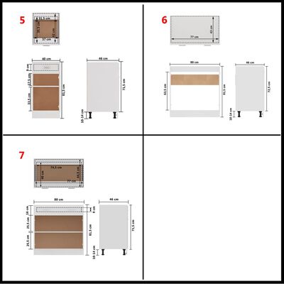 vidaXL 7 részes fehér forgácslap konyhai szekrénygarnitúra