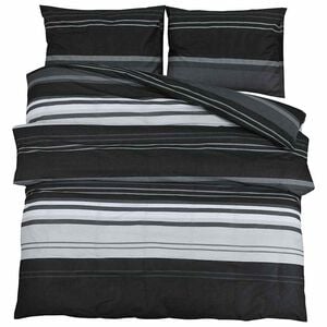 vidaXL fekete cs&iacute;kos pamut paplanhuzat-szett 200 x 220 cm