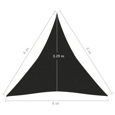vidaXL fekete HDPE napvitorla 160 g/m² 4 x 4 x 4 m