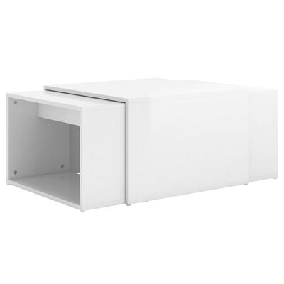 vidaXL 3db-os fényes fehér forgácslap dohányzóasztal szett 60x60x38cm