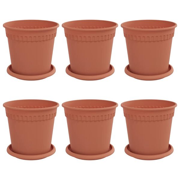 vidaXL N&ouml;v&eacute;nycser&eacute;p 6 pcs T&eacute;gla V&ouml;r&ouml;s &Oslash; 17 x 14 cm Műanyag