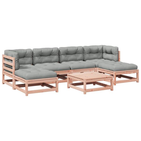 vidaXL 7 r&eacute;szes t&ouml;m&ouml;r dugl&aacute;szfenyő kerti t&aacute;rsalg&oacute;szett p&aacute;rn&aacute;val