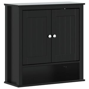 vidaXL BERG fekete t&ouml;m&ouml;r fa f&uuml;rdőszobai faliszekr&eacute;ny 69,5x27x71,5 cm