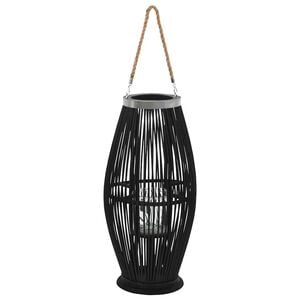 vidaXL fekete bambusz f&uuml;ggő gyertyatart&oacute; l&aacute;mp&aacute;s, 60 cm