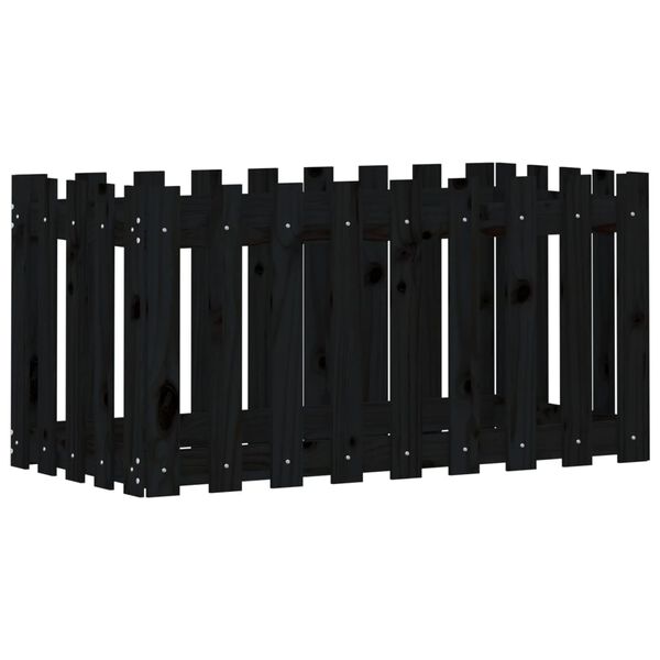 vidaXL fekete t&ouml;m&ouml;r fenyőfa kerti magas&aacute;gy&aacute;s ker&iacute;t&eacute;ssel 100x50x50 cm