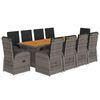 vidaXL 11 r&eacute;szes sz&uuml;rke polyrattan kerti &uuml;lőgarnit&uacute;ra p&aacute;rn&aacute;kkal