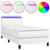 vidaXL feh&eacute;r műbőr rug&oacute;s &aacute;gy matraccal &eacute;s LED-del 100x200 cm