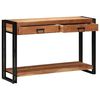 vidaXL Konzolasztal fi&oacute;kkal Barna 120 x 33 x 75 cm T&ouml;m&ouml;r Ak&aacute;cfa