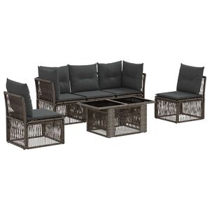vidaXL Kerti Kanap&eacute; Szett 6 db Sz&uuml;rke polirattan