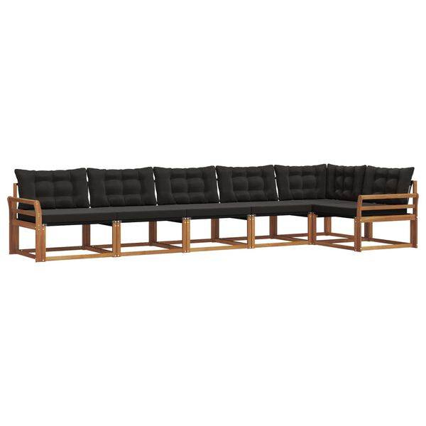 vidaXL K&uuml;lt&eacute;ri kanap&eacute; szett p&aacute;rn&aacute;val 6 pcs Term&eacute;szetes &eacute;s fekete