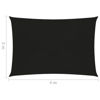 vidaXL fekete HDPE napvitorla 160 g/m² 3 x 4 m