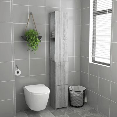 vidaXL szürke sonoma színű szerelt fa fürdőszobaszekrény 25x26,5x170cm