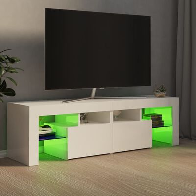 vidaXL magasfényű fehér TV-szekrény LED-lámpákkal 140 x 36,5 x 40 cm