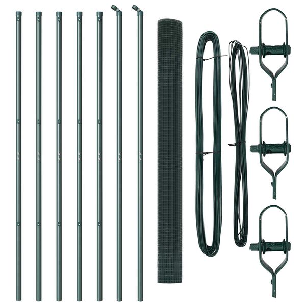 vidaXL Ker&iacute;t&eacute;soszlop Z&ouml;ld 10 x 1,6 m (12 x 12 mm h&aacute;l&oacute;) Ac&eacute;l &eacute;s PVC