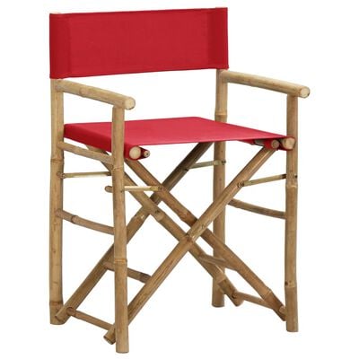 vidaXL 2 db piros bambusz és szövet összecsukható rendezői szék