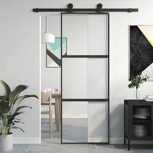 vidaXL fekete edzett &uuml;veg &eacute;s alum&iacute;nium tol&oacute;ajt&oacute; 76 x 205 cm