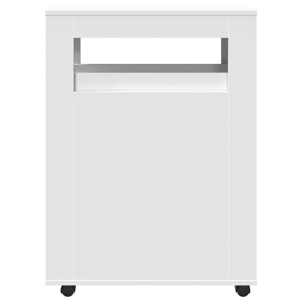 vidaXL feh&eacute;r szerelt fa keskeny f&uuml;rdőszobaszekr&eacute;ny kerekekkel