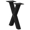 vidaXL 2 db fekete, X alak&uacute; ac&eacute;l doh&aacute;nyz&oacute;asztal l&aacute;b 37 x (30-31) cm