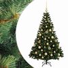 vidaXL Műfenyő g&ouml;mb&ouml;kkel 120 cm 150 LED Meleg feh&eacute;r PVC &eacute;s f&eacute;m Z&ouml;ld
