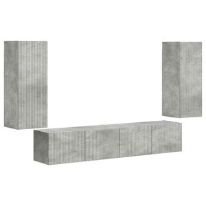 vidaXL TV falit kabinet szett 4 db Beton Sz&uuml;rke Szerelt Fa