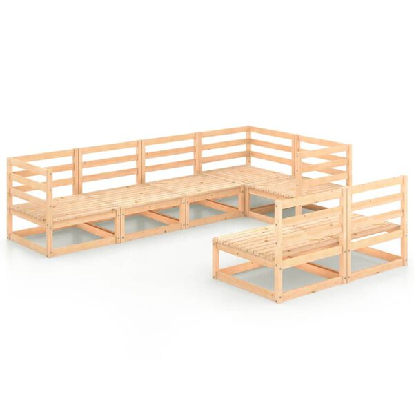 vidaXL 7 r&eacute;szes t&ouml;m&ouml;r fenyőfa kerti &uuml;lőgarnit&uacute;ra