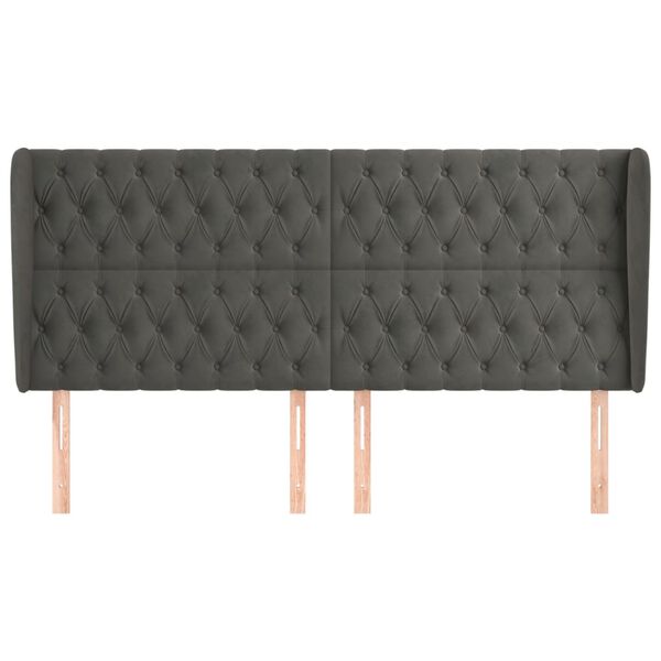 vidaXL sötétszürke bársony fejtámla szárnyakkal 203x23x118/128 cm