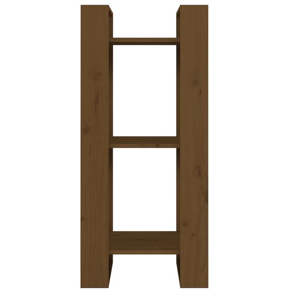 vidaXL m&eacute;zbarna t&ouml;m&ouml;r fenyőfa k&ouml;nyvszekr&eacute;ny/t&eacute;relv&aacute;laszt&oacute; 41x35x91 cm