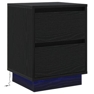 vidaXL &Eacute;jjeliszekr&eacute;ny fi&oacute;kkal Fekete t&ouml;lgy 39 x 34,5 x 50 cm Faanyag