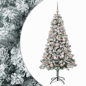 vidaXL Műfenyő g&ouml;mb&ouml;kkel 120 cm 150 LED Meleg feh&eacute;r PVC &eacute;s f&eacute;m
