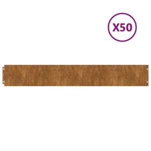 vidaXL 50 db rugalmas corten ac&eacute;l gyepszeg&eacute;ly 15 x 103 cm