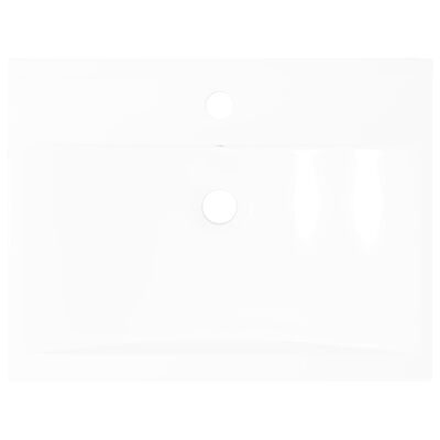 Négyszögletes fehér luxus kerámia mosdókagyló lyukkal csaphoz 60x46 cm