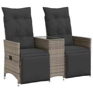 vidaXL 2 szem&eacute;lyes sz&uuml;rke polyrattan d&ouml;nthető kerti kanap&eacute; asztallal