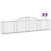 vidaXL 9 db íves horganyzott vas gabion kosár 300x30x60/80 cm