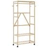 vidaXL bambusz ruha&aacute;llv&aacute;ny polcokkal &eacute;s kerekekkel 90x40x179,5 cm