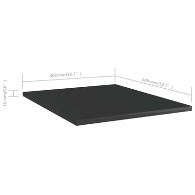 vidaXL 4 db magasfényű fekete forgácslap könyvespolc 40 x 50 x 1,5 cm