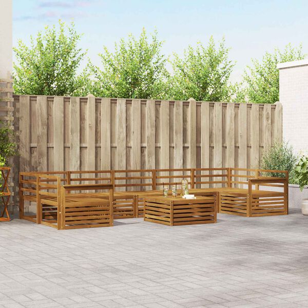 vidaXL K&uuml;lt&eacute;ri kanap&eacute; szett 8 pcs Term&eacute;szetes T&ouml;m&ouml;r Ak&aacute;cfa