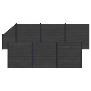 vidaXL Ker&iacute;t&eacute;s K&eacute;szlet 7 pcs 1138 x 186 cm WPC &eacute;s Alum&iacute;nium Fekete