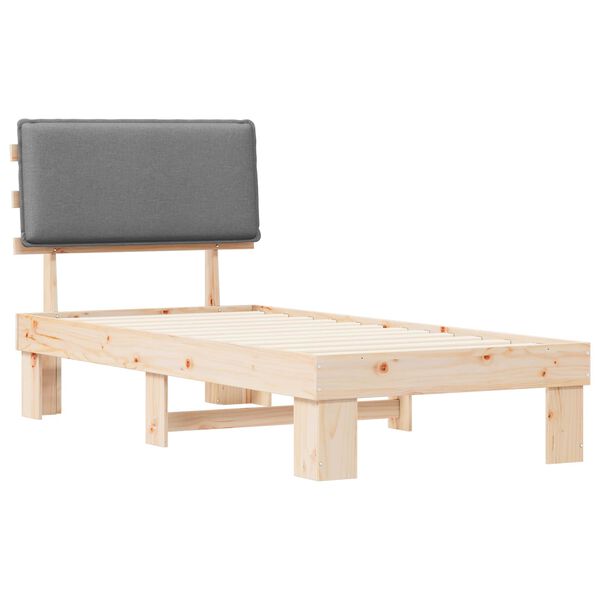 vidaXL Ágykeret Kárpitozott Fejtámlával Világosszürke 100 x 200 cm