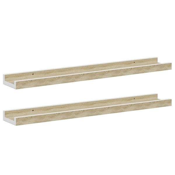 vidaXL 2 db feh&eacute;r &eacute;s sonoma t&ouml;lgy sz&iacute;nű fali polc 60 x 9 x 3 cm