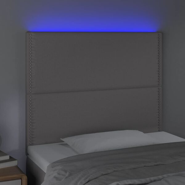 vidaXL szürke műbőr LED-es fejtámla 90x5x118/128 cm