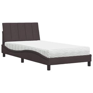 vidaXL s&ouml;t&eacute;tbarna sz&ouml;vet &aacute;gy matraccal Hanko 100x200 cm