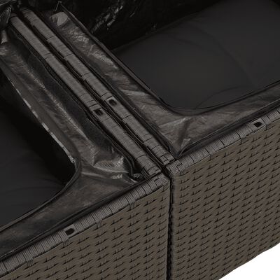 vidaXL 12 részes fekete polyrattan kerti ülőgarnitúra párnákkal