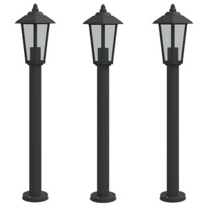 vidaXL 3 db fekete rozsdamentes ac&eacute;l k&uuml;lt&eacute;ri &aacute;ll&oacute;l&aacute;mpa 80 cm