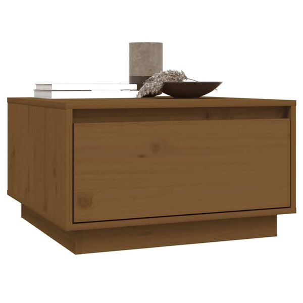 vidaXL m&eacute;zbarna t&ouml;m&ouml;r fenyőfa doh&aacute;nyz&oacute;asztal 55x56x32 cm