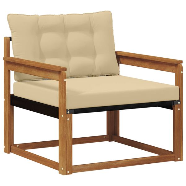 vidaXL K&uuml;lt&eacute;ri kanap&eacute; szett T&ouml;m&ouml;r ak&aacute;cfa &eacute;s textil&eacute;n Term&eacute;szetes