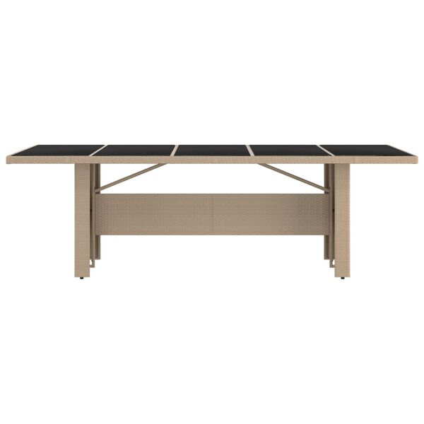 vidaXL tópszínű polyrattan és edzett üveg kerti asztal üveg lappal