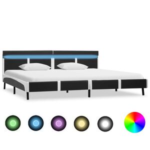 vidaXL sz&uuml;rke LED-es műbőr &aacute;gykeret 180 x 200 cm